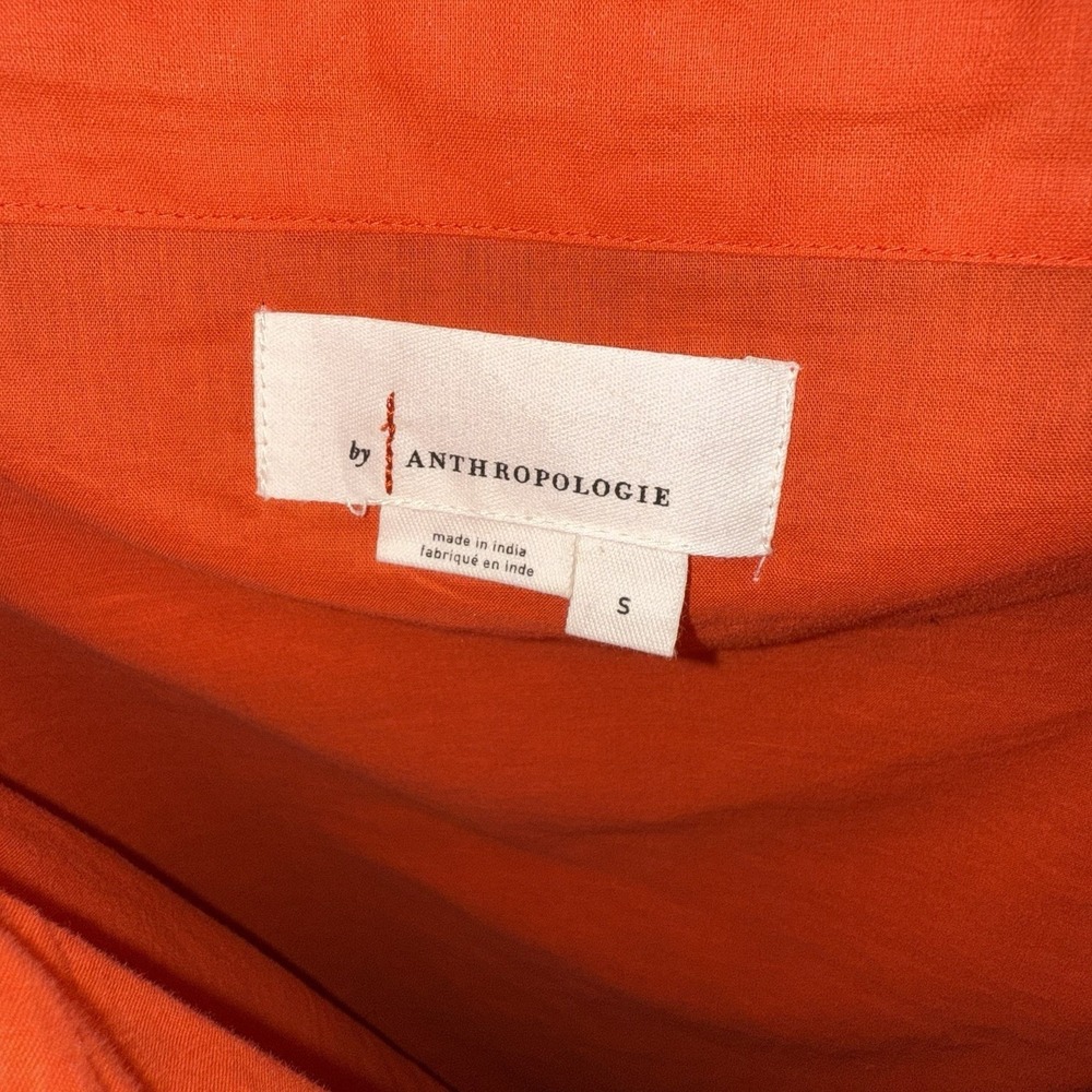 By Anthropologie Blouse Womens Small‎ Orange Embroidery Cutwork Peasant Bohemian - Picture 4 of 9